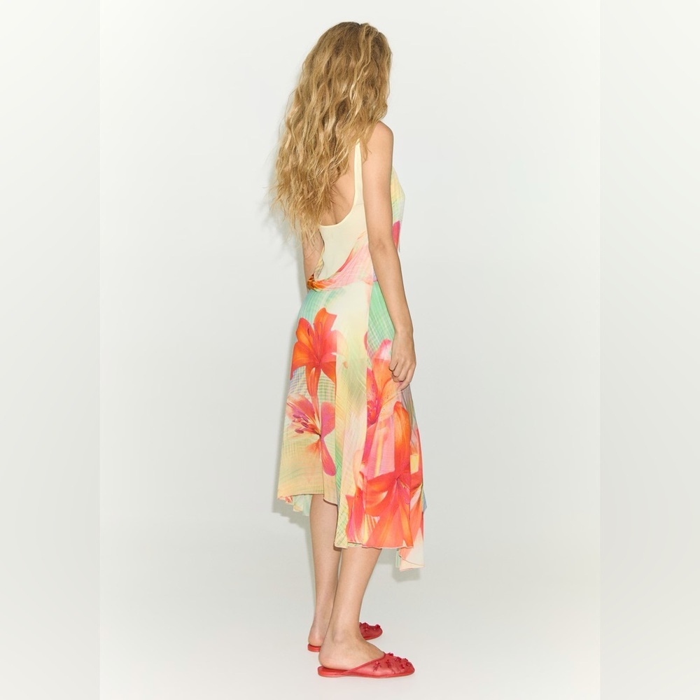 Mango printed dress with asymmetrical hem NWT - Picture 4 of 6